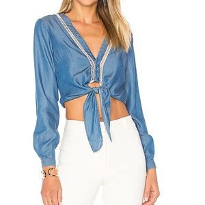 DENIM CROP TOP IN MEDIUM WASH